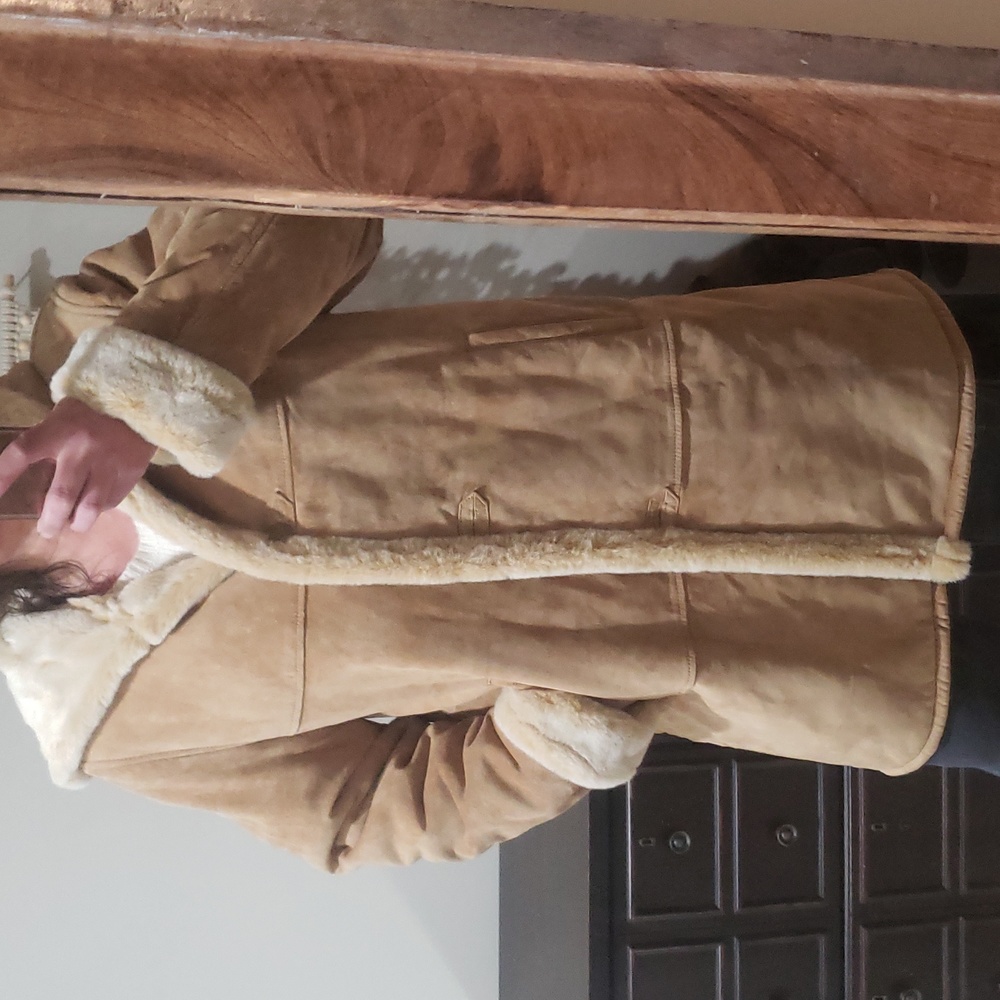 Suede 100% leather long coat NWT